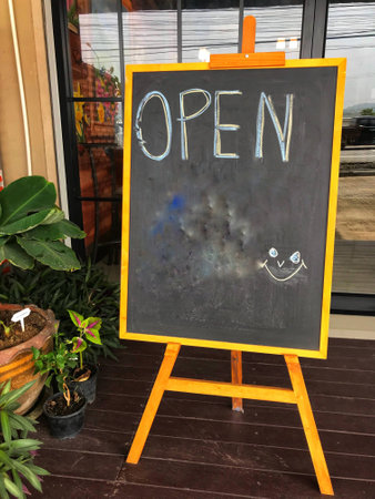 information board for inform time for open and close shopの素材