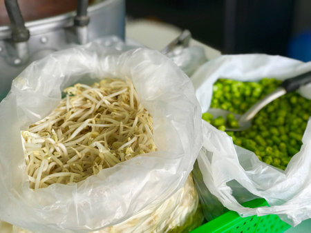 close up fresh sprout, eat with noodles and other foodの素材