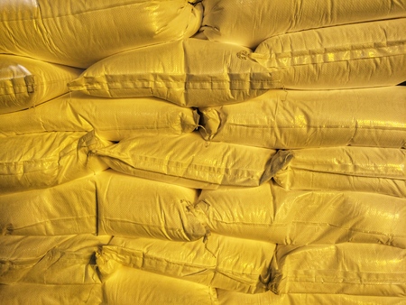 Flour ingredients bag in food production, business Transportation or manufacturing concept and food supply chainの写真素材