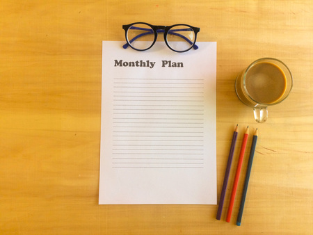 paper for  business plan with copy space on working date, business planing conceptの写真素材