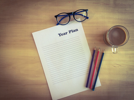 paper for  business plan with copy space on working date, business planing conceptの写真素材