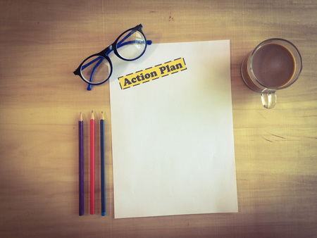 paper for  business plan with copy space on working date, business planing conceptの写真素材