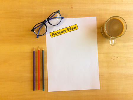 paper for  business plan with copy space on working date, business planing conceptの写真素材