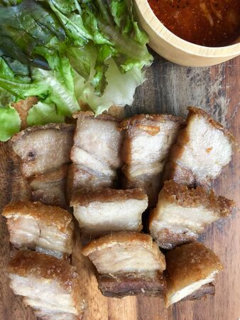 close up Crispy minced pork, food travel and cuisineの写真素材