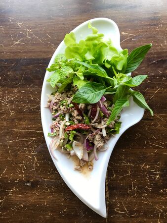 Pork loin, Northeast food or Isaan food, Thai cuisine and travel conceptの写真素材