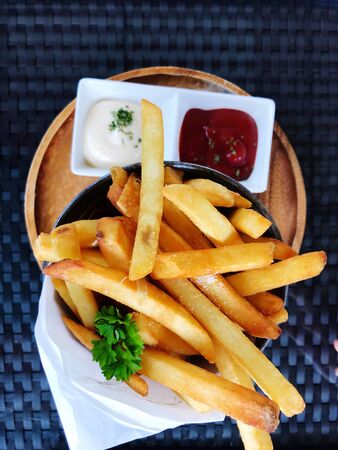 French fries or potato fries, ready-to-eat snacksの写真素材