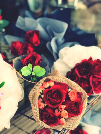 Photos of the bouquet of roses sold on Valentine's Day, happy love and happy valentine's dayの写真素材