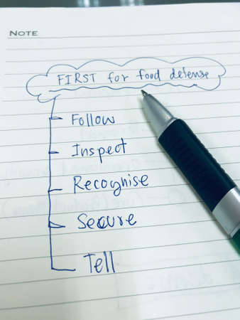 first for food defense factor, food safety and quality management system concept
