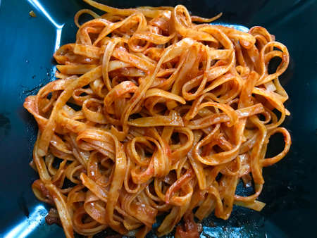 Focus on appetizing noodle noodles, stir fried noodle flavored with sauceの写真素材