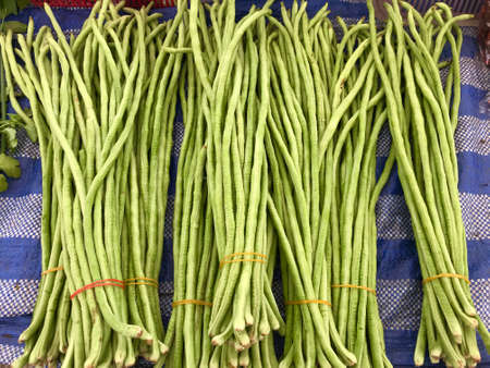fresh Long beans sell in the food and vegetable market