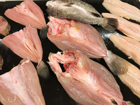 Fresh fish cut into pieces. Sold at markets, fish markets and seafood