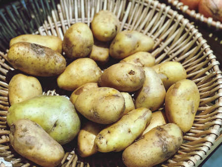 fresh raw potato , sell in the food market, Agricultural products concept