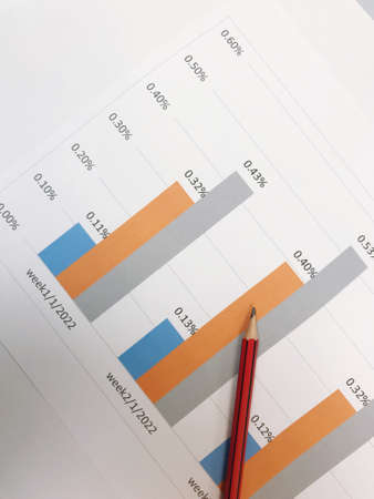 graph paper showing business information, Business graph analysis concept