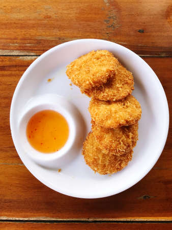top view of Tod Mun Goong (Thai Shrimps Cakes), food and cuisine travelの写真素材