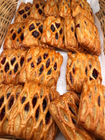 Bread and bakery products texture patter background, sweet food and cuisine conceptの写真素材