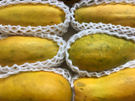 close up ripe papaya sell on fruit market ,cuisine and food travel conceptの写真素材