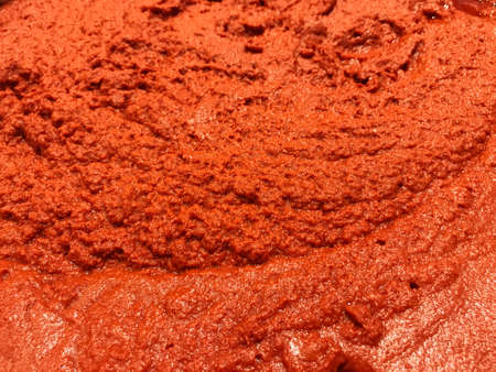 Red chili blended for cooking as a curry paste called chili curry.の写真素材