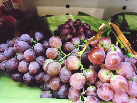 close up fresh grapes fruit sell in the fruit market, food travel and cuisine