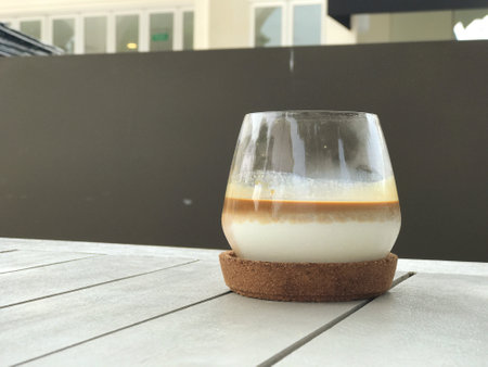 Coffee in a glass on the table. Coffee concept.