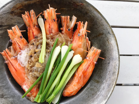 Shrimp with vermicelli and vermicelli in bowlの写真素材