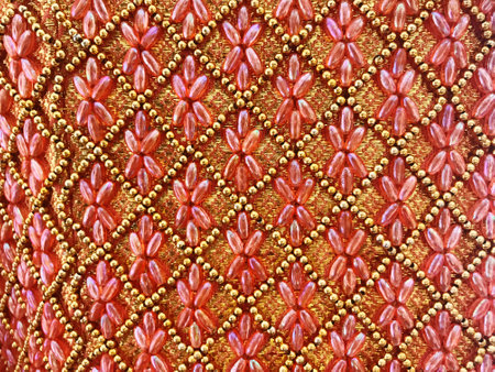 Thai art pattern on the wall of Thai temple, Thailand.