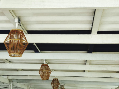 Ceiling lamp decoration interior of building with copy space for textの写真素材