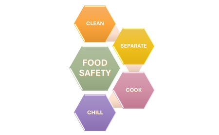 food safety include clean, chill, separate and cook, Food safety concept for business directionの写真素材