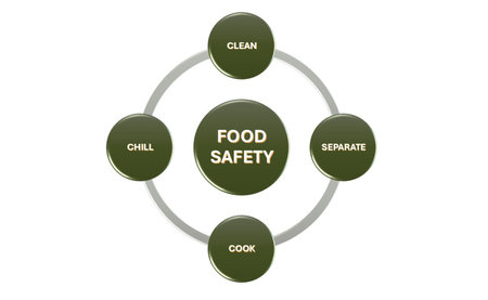 food safety include clean, chill, separate and cook, Food safety concept for business directionの写真素材