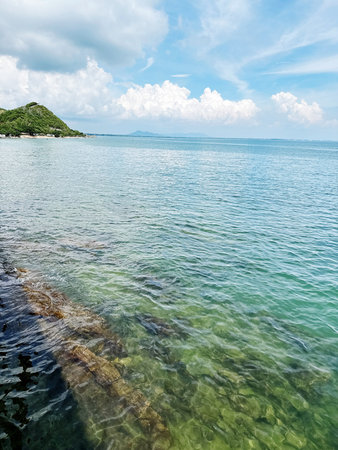 tropical sea under the blue sky with white clouds, Thailand.の写真素材