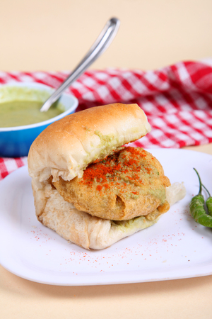 Indian special traditional fried food vada pavの写真素材