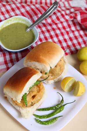 Indian special traditional fried food vada pavの写真素材