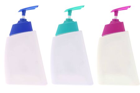 Composition with plastic bottles of body care and beauty productsの写真素材