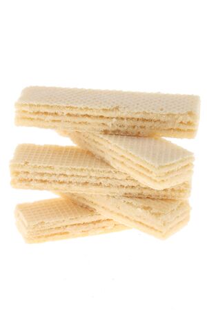 Wafers sticks with vanilla Cream isolated on white backgroundの写真素材