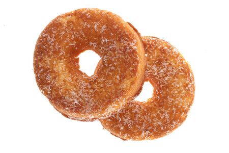 Donut with White sprinkles isolated on white background with clipping pathの写真素材