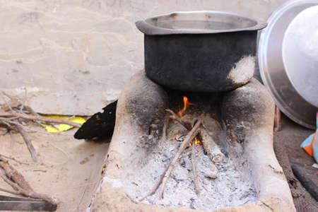 A pot that is on fire. High quality photo