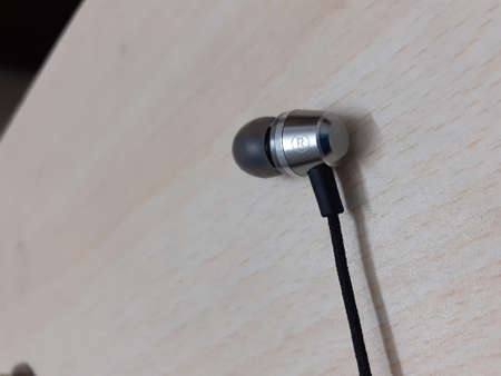 A close up of earphone buds. High quality photoの写真素材