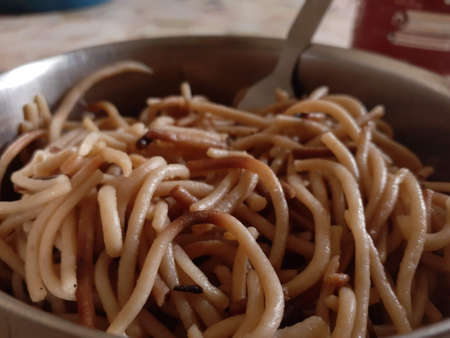 A close up of pasta in a bowl. High quality photoの写真素材