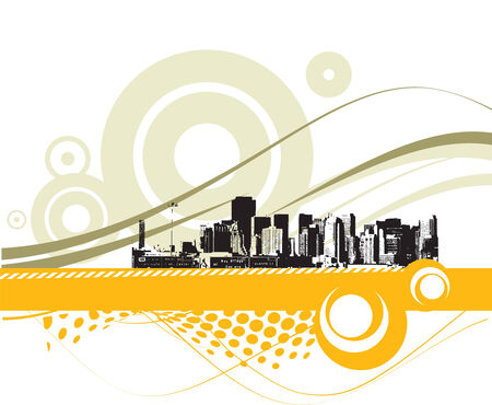 modern urban scene with sample textのイラスト素材