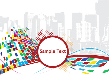 abstract mosaic vector composition with grunge urban cityのイラスト素材