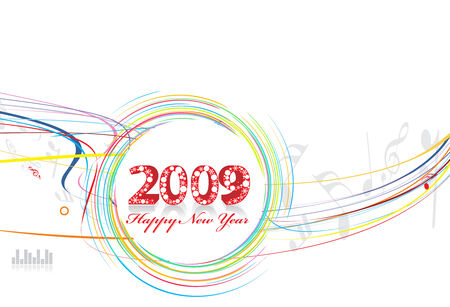 2009 wave line element for music note design - New Year backgroundのイラスト素材