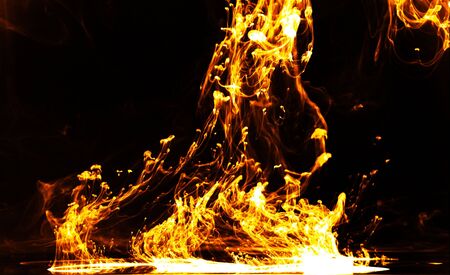 Burning fire with Close-up flamesの写真素材