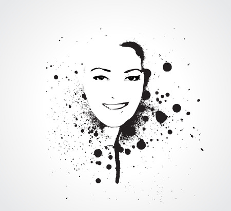 grunge girl face のイラスト素材