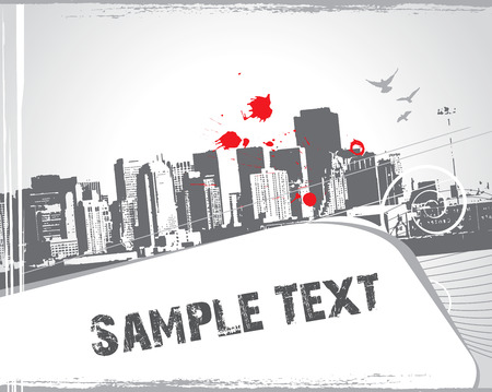 modern urban scene with sample textのイラスト素材