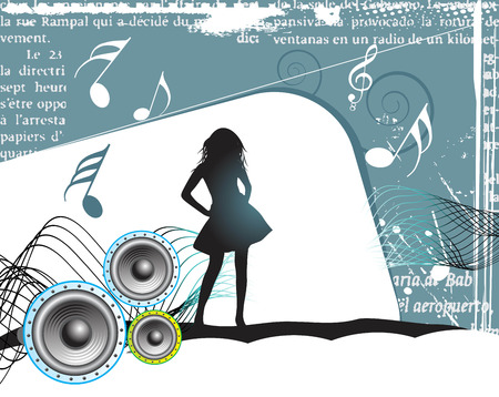 Girl, music backgroundのイラスト素材