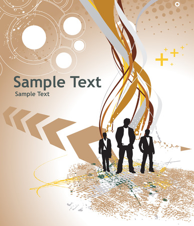 Abstract retro wale line background with standing businessman . Vector illustration.のイラスト素材