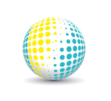 halftone retro party ball background with disco ball, illustrationのイラスト素材