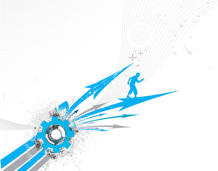 Abstract grunge arrow wave halftone line background with active manのイラスト素材