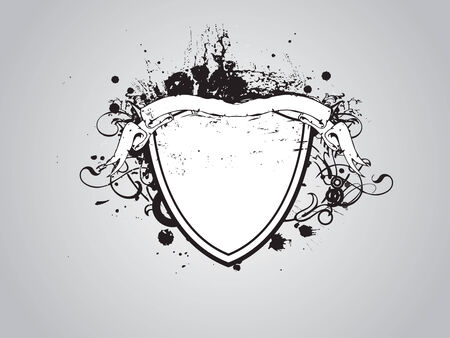 Vector Ribbon & Grunge Floral Background with place of textのイラスト素材