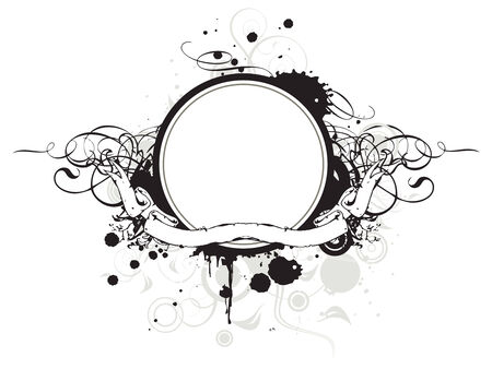 Vector Ribbon & Grunge Floral Background with place of textのイラスト素材