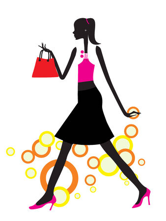 sexy girl with shopping bags vector illustrationのイラスト素材
